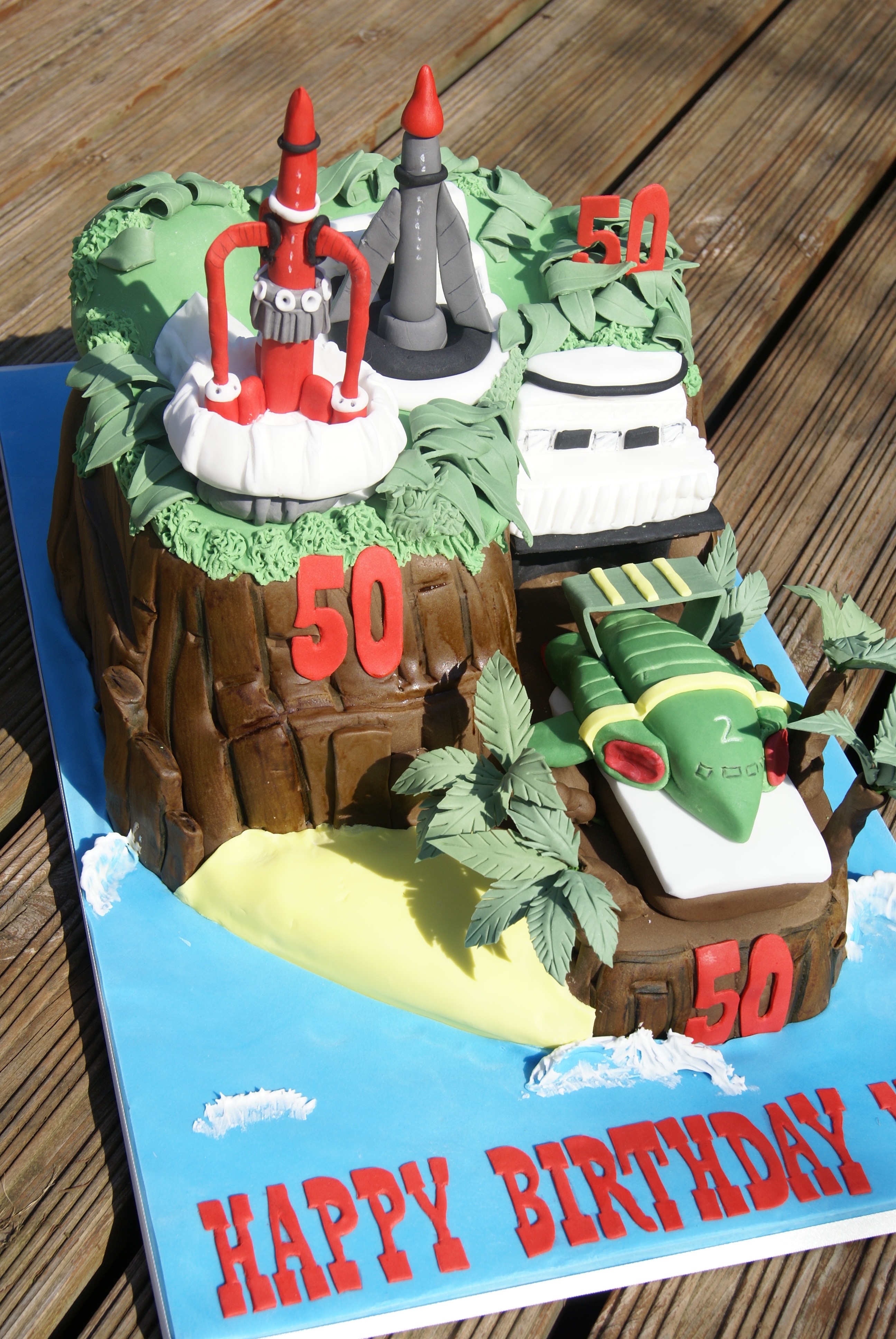 Thunderbirds Tracey Island Cake