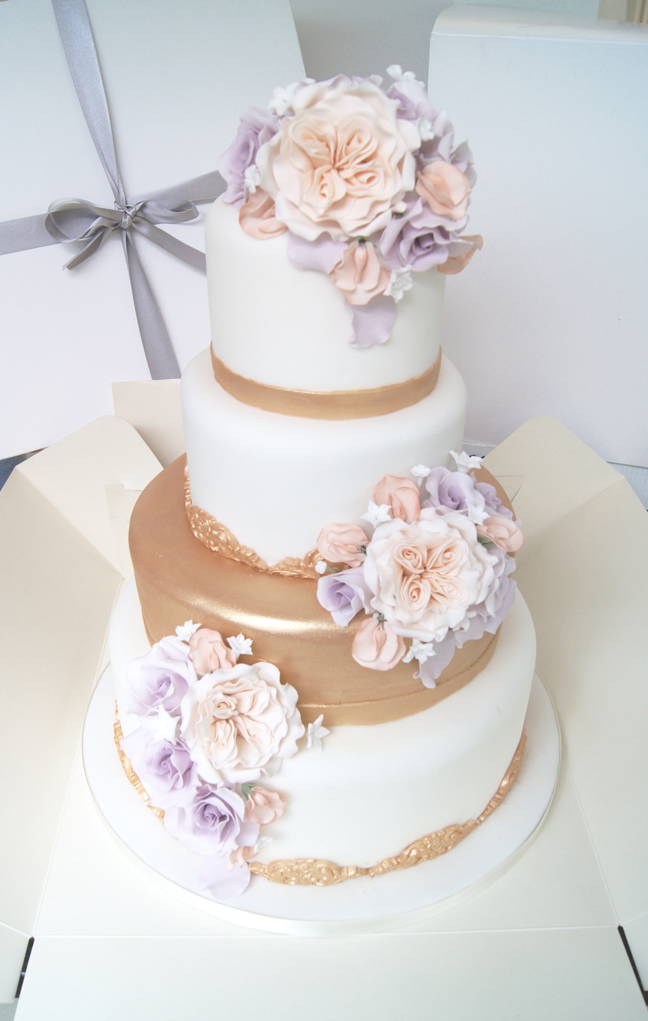 Rose Gold Peach & Lilac… Wedding Cake