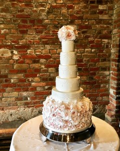 6 Tier Luxury Wedding Cake at Cooling Castle Barn, Kent