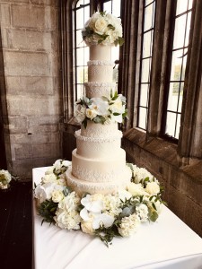 Grand Affordable Wedding Cake with Fresh Flowers
